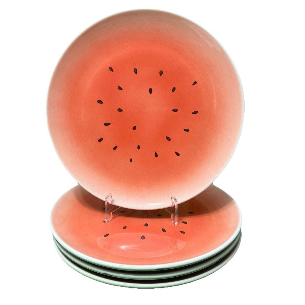 Vintage Watermelon Dinner Plates Set of 4 Made In Japan 9.5" Fruit Theme